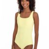 Women TOGS Swimwear | Lemon Textured Square Neck