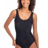 Women TOGS Swimwear | Black Textured Patchwork