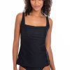 Women TOGS Swimwear | Black Textured Tankini