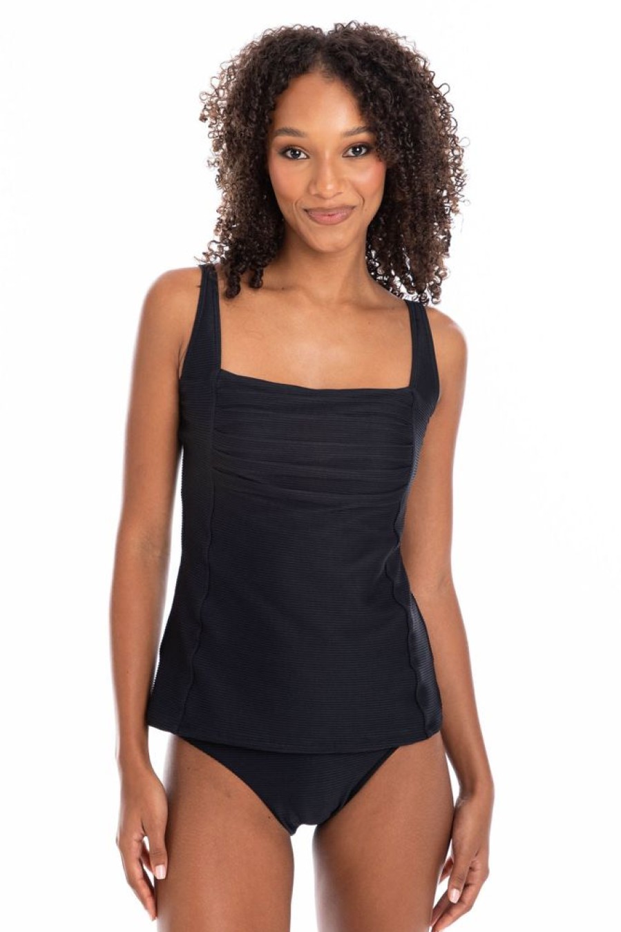 Women TOGS Swimwear | Black Textured Tankini