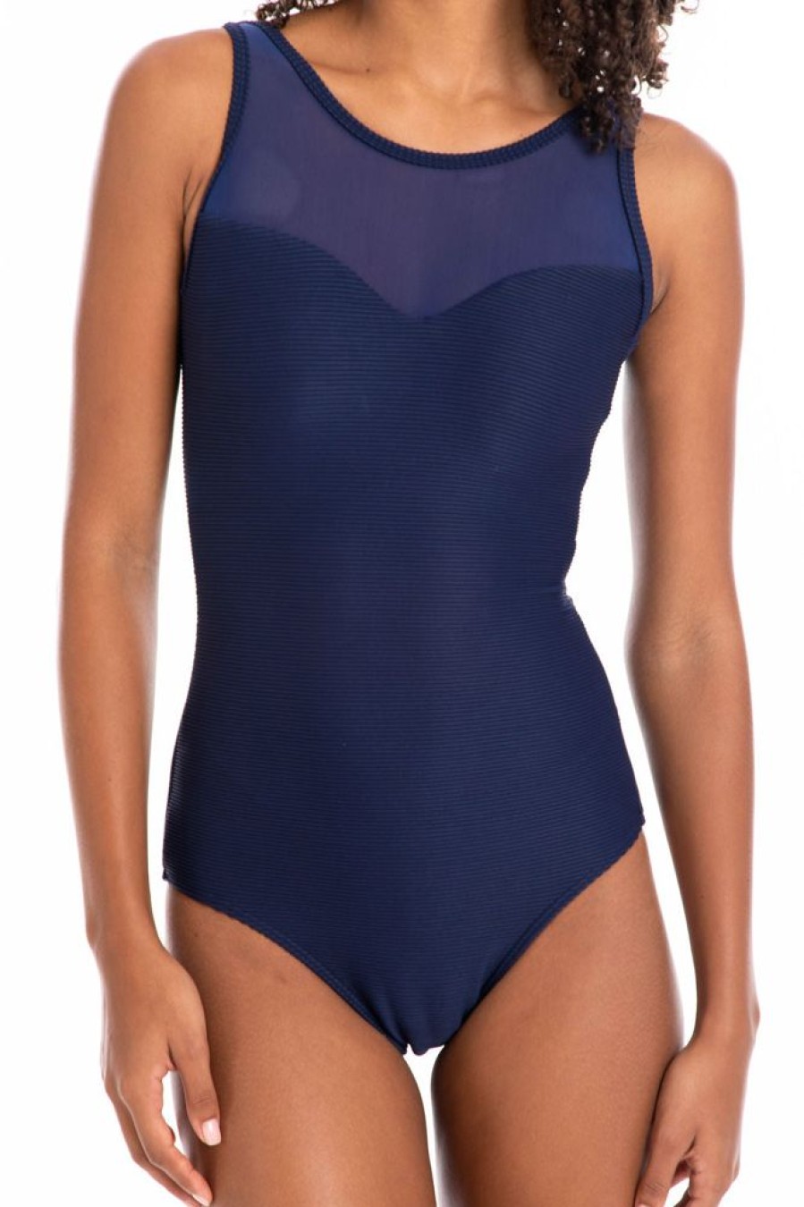 Women TOGS Swimwear | Navy Textured High Mesh