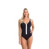 Women TOGS Swimwear | V Neck Zip-Black