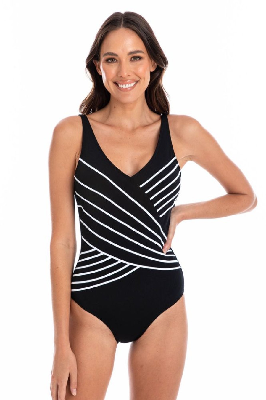 Women TOGS Swimwear | Cross Over Chlorine Resistant One Piece Swimsuit