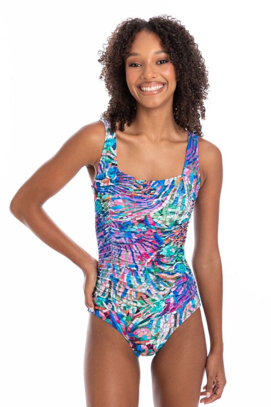 Women TOGS Swimwear | Ravenna Gathered Square One Piece Swimsuit