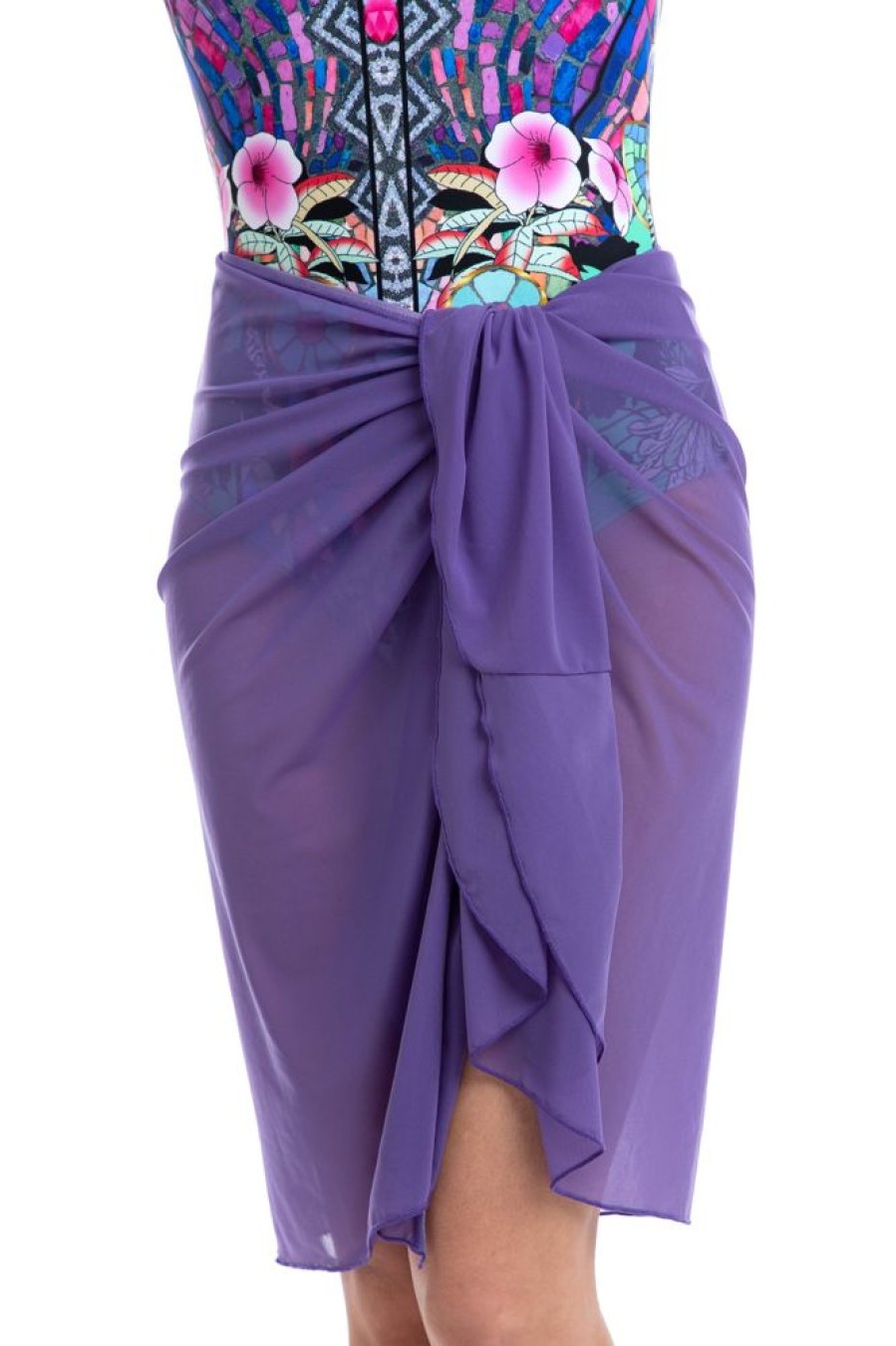 Women TOGS Swimwear | Purple Mesh Sarong Pareo