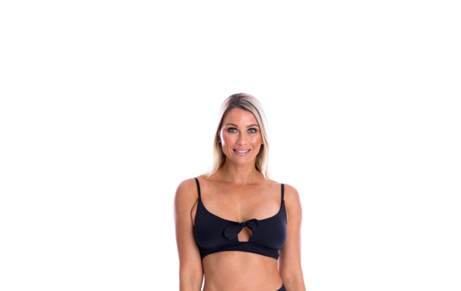 Women TOGS Swimwear | Black Bikini Tie Front Top Dd+