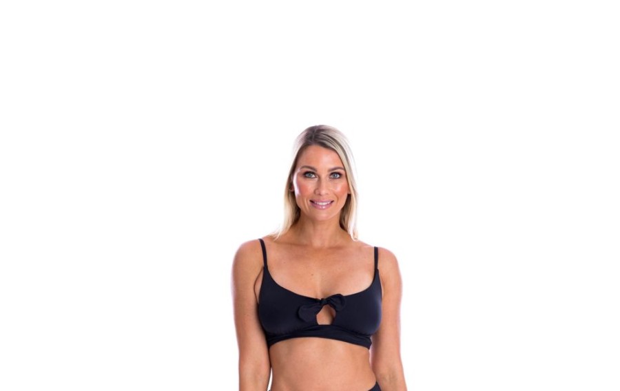 Women TOGS Swimwear | Black Bikini Tie Front Top A-D