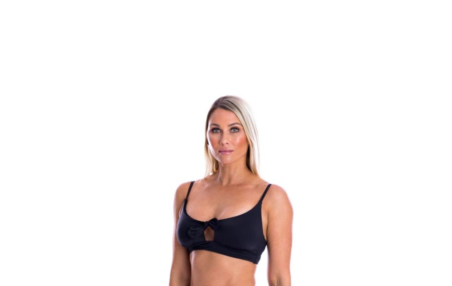 Women TOGS Swimwear | Black Bikini Tie Front Top A-D