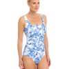 Women TOGS Swimwear | Blue Hibiscus Gathered Square Neck