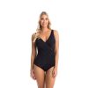 Women TOGS Swimwear | Black Surplice One Piece Swimsuit