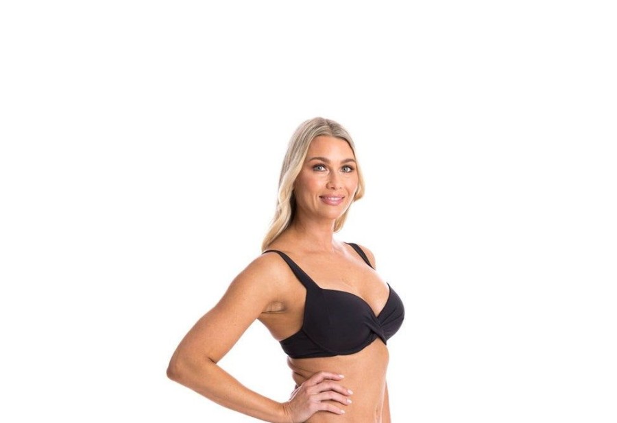 Women TOGS Swimwear | Black Crossover Bikini Top