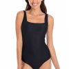 Women TOGS Swimwear | Black Textured Square One Piece Swimsuit