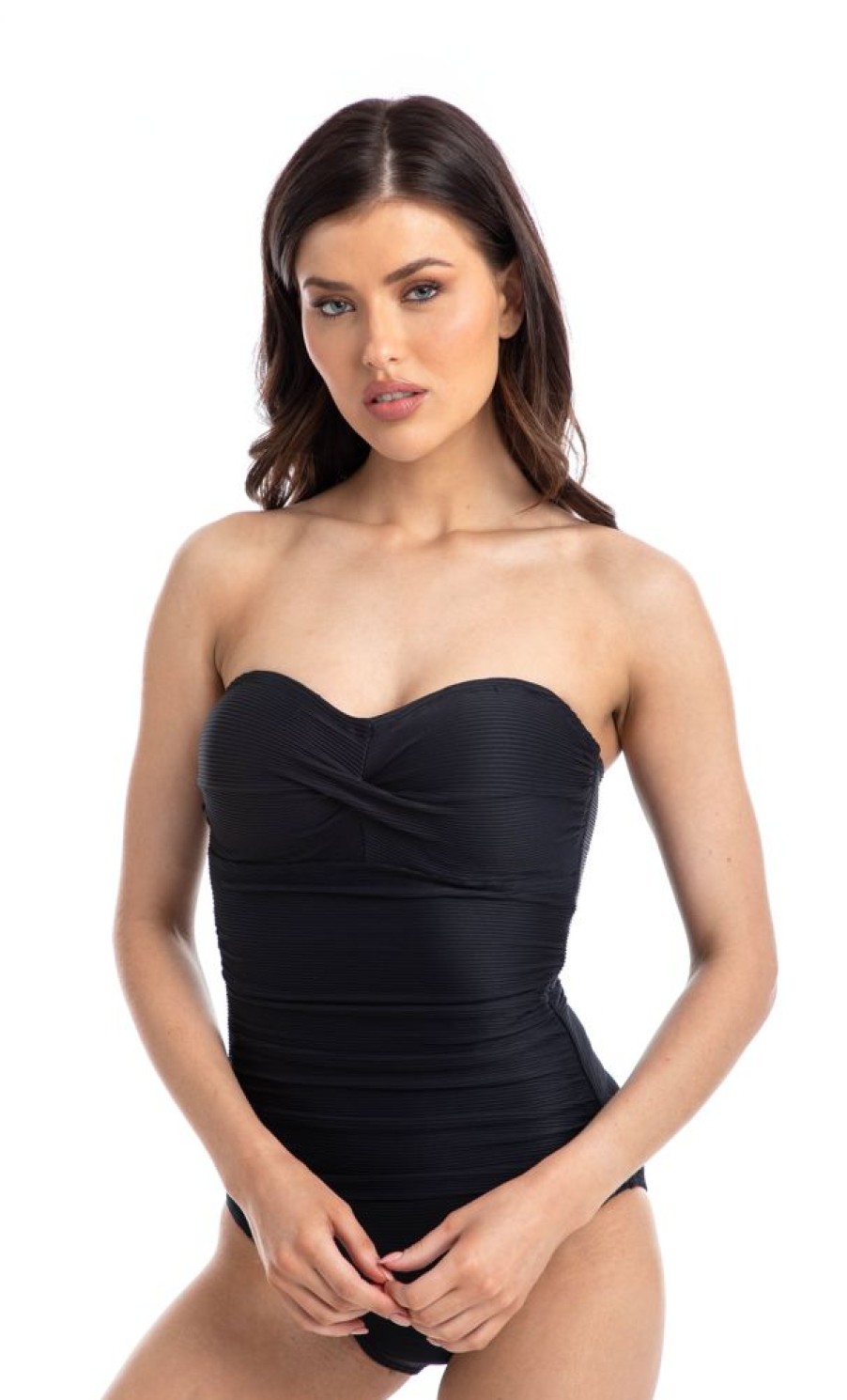 Women TOGS Swimwear | Black Textured Bandeau