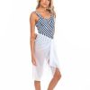 Women TOGS Swimwear | White Mesh Sarong Pareo