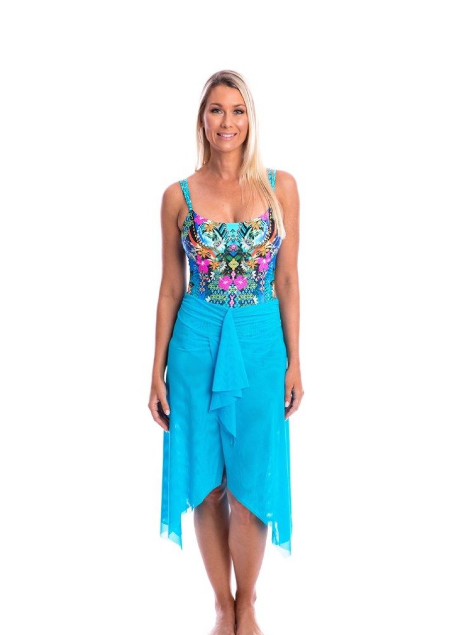 Women TOGS Swimwear | Turquoise Mesh Frill Skirt