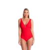 Women TOGS Swimwear | Red V Neck Binding One Piece