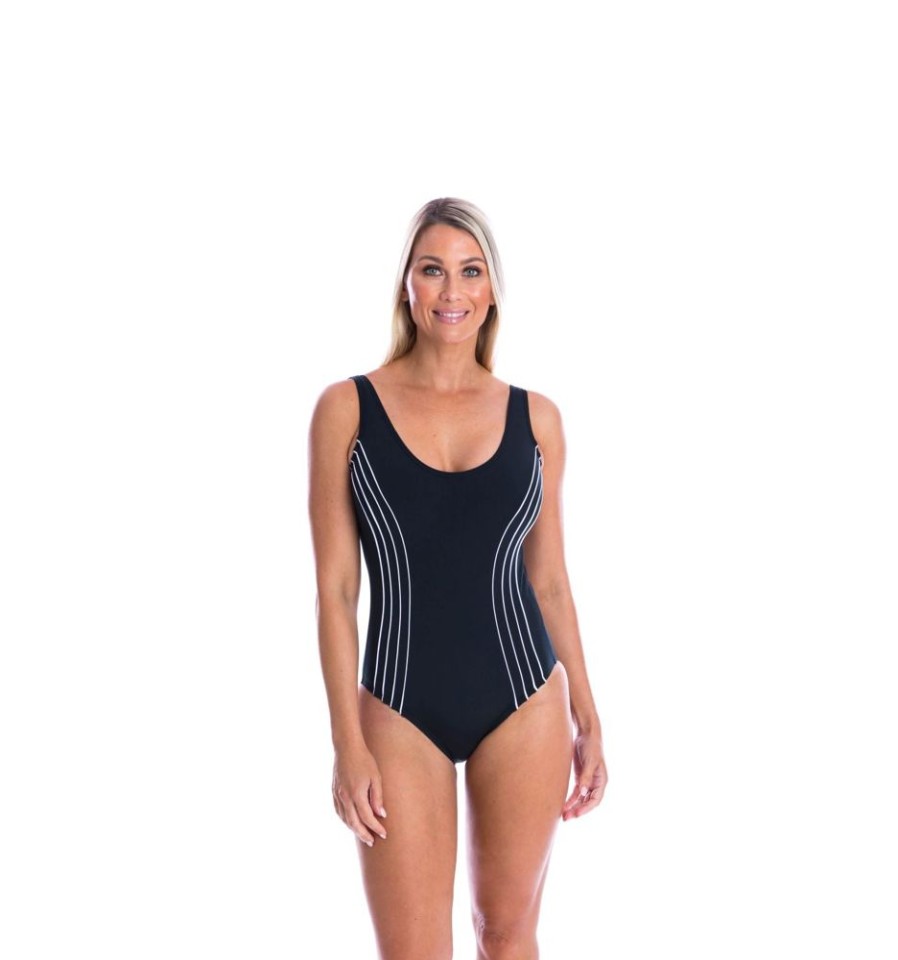 Women TOGS Swimwear | Black Pool Sport One Piece